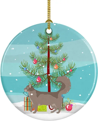 Miniatura 175 de Caroline's Treasures Adorno de cerámica con texto en inglés "Merry Christmas" para colgar en el árbol de Navidad, decoración para el hogar, Navidad