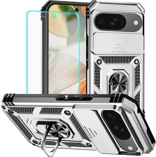 Miniatura 32 de HNHYGETE Funda para Pixel 6a con protector de pantalla HD, soporte giratorio de grado militar de 360° (resistente) a prueba de golpes para Google