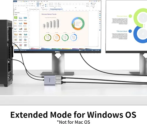 Miniatura 5 de Adaptador Displayport a HDMI dual, puerto de pantalla 4K 60Hz a divisor HDMI para monitores duales, pantalla extendida, monitor HDMI DP 1.2 a 2