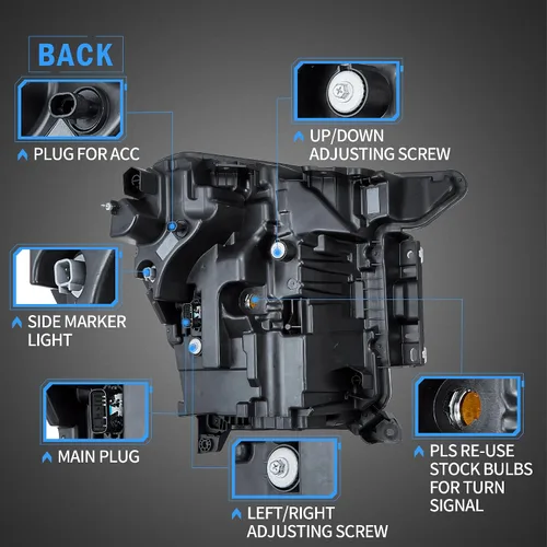 Miniatura 7 de VLAND Faros delanteros LED compatibles con Ford F-150 2021-2023 XL, XLT, Lariat, Tremor, King Ranch, Platinum, lámpara frontal limitada con lado