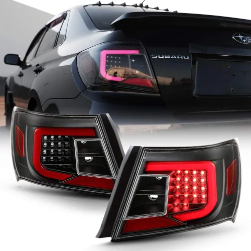 ACANII - Para Subaru Impreza 2008-2011 12-14 WRX Sedán, juego de luces traseras LED negras de tubo, luces de freno, set de izquierda+derecha, Onyx