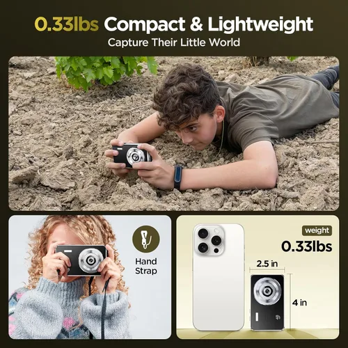 Miniatura 3 de Cámara digital Voxitenus - Cámara FHD 1080P para niños - Tarjeta TF de 64GB - Zoom 16x Auto-Enfoque con bolsa de cámara - Lector de tarjetas