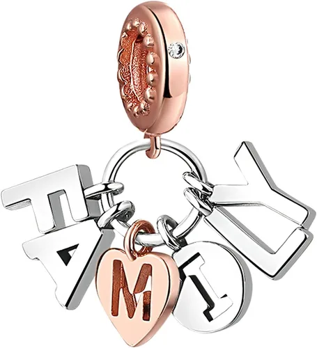 Abalorio de plata de ley 925 para madre, hija, abuela, para familia, amor, madre, hija, abuela, para pulseras, collares, dijes, abalorios, joyería