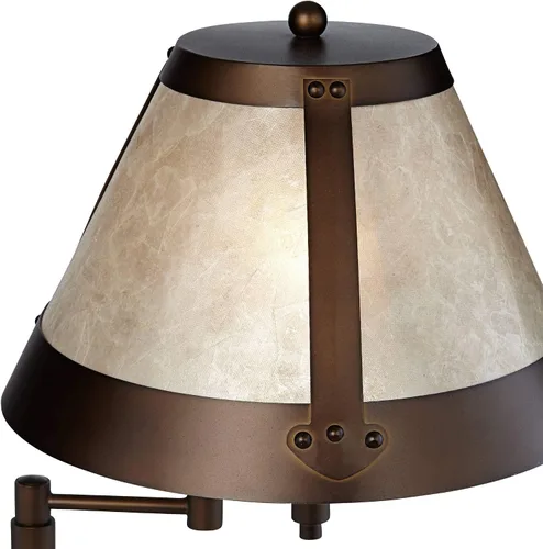 Miniatura 3 de Franklin Iron Works Samuel - Lámpara de mesa rústica con brazo oscilante de 21 1/4 pulgadas de alto con puertos USB, carga A+C, pantalla de mica