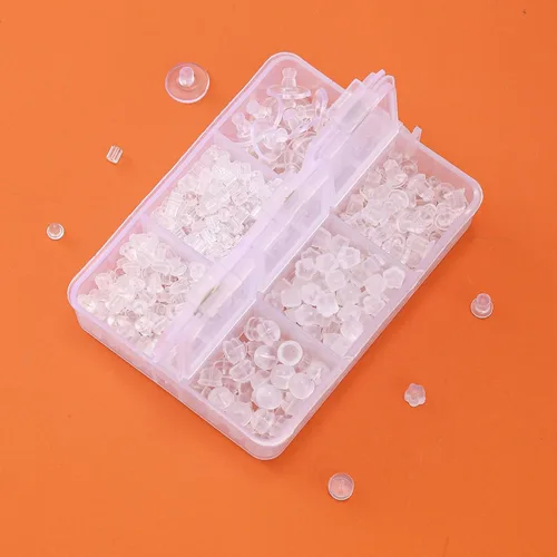 Miniatura 6 de Nkwuire Tuercas de silicona para aretes con tachuelas, 550 piezas, 6 estilos, respaldos de aretes transparentes y suaves, hipoalergénicos, de goma
