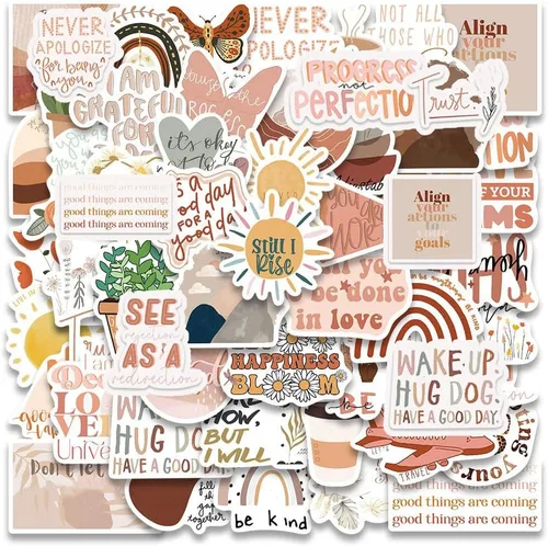 50 calcomanías inspiradoras vintage, calcomanías estéticas motivacionales para mujeres, adultos, niños, adolescentes, profesores, calcomanías