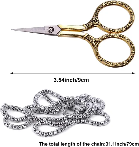 Miniatura 2 de BUTUZE Tijeras de bordado, exquisitas tijeras retro para coser, kit de costura de bordado de acero inoxidable para costura, corte, trabajo de arte