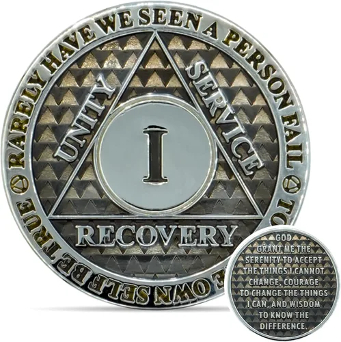 Miniatura 72 de Moneda de sobriedad de 10 años Chip AA Legacy Ficha de aniversario de recuperación de triplaca gruesa (Aqua)