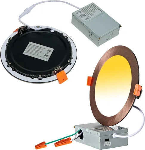 Miniatura 20 de CycevSun Luz LED empotrable de 6 pulgadas, iluminación de oblea, regulable y 3000 K, 4000 K, 5000 K, seleccionable, 12 W, 120 V, clasificación IC