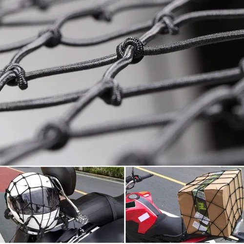 Miniatura 5 de Red de carga para motocicleta de 15 x 15 pulgadas que se estira a 30 x 30 pulgadas con 6 ganchos de malla de 2 x 2 pulgadas para motocicletas