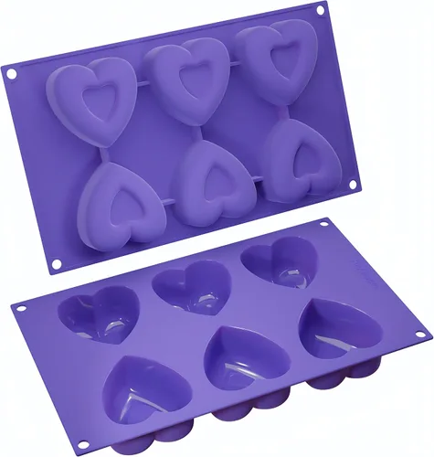 Miniatura 3 de Bakerpan Moldes de silicona con forma de corazón de San Valentín para hornear, juego de 2 moldes para tartas en forma de corazón