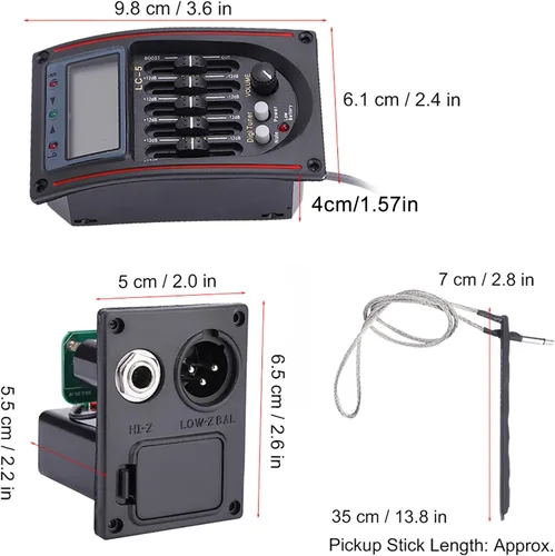 Miniatura 7 de Pasamer - Afinador de pasamer, Pickup Lcd de 5 bandas para guitarra acústica preamplificador ecualizador Lc-5 ecualizador sintonizador