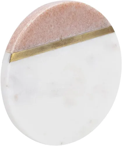 Miniatura 3 de GoCraft Juego de 4 posavasos redondos de mármol, posavasos de piedra multicolor hechos a mano con incrustaciones de latón dorado, elegantes
