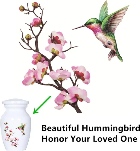Miniatura 6 de Urna pequeña de colibrí para cenizas humanas o cenizas de mascotas, mini urna de cremación de aluminio para cenizas - Urna de recuerdo conmemorativa