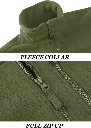 Miniatura 5 de KEFITEVD Chaqueta táctica militar para hombre, para invierno, con cremallera completa, cálida, forro polar, casual, cuello alto, resistente al viento