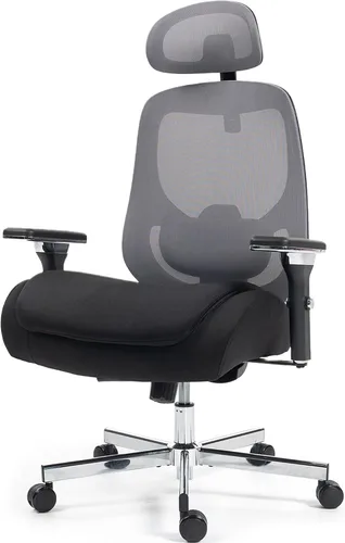 Miniatura 10 de Silla de oficina grande y alta resistente con brazos abatibles, silla ejecutiva ergonómica de escritorio para el hogar de 450 libras con asiento