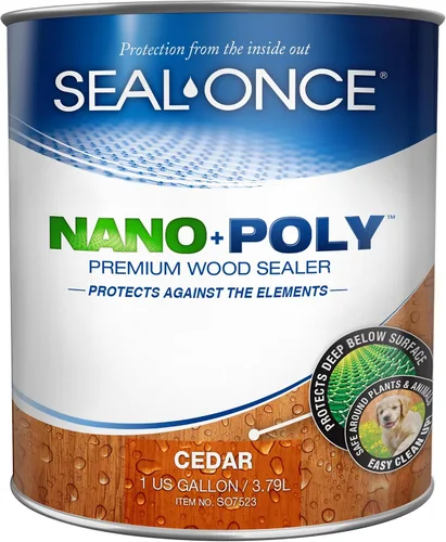 Seal-Once Nano+Poly Sellador de Madera Penetrante con Poliuretano - Sellante Impermeable Premium - 1 Galón y Cedro | Con poliuretano, sellador