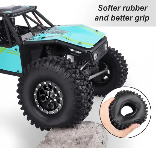 Miniatura 6 de HobbyPark Ruedas y neumáticos Beadlock de 1.9 pulgadas de altura de 4.72 pulgadas, 4.724 in, goma suave, buen agarre, herramienta de montaje
