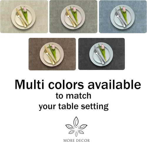 Miniatura 6 de More Décor - Juego de 6 manteles individuales de piel sintética para mesa de comedor, impermeables, lavables, resistentes a las manchas y al calor