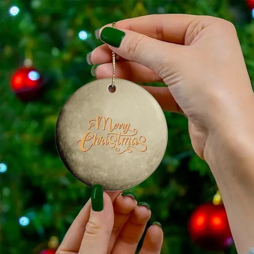 Miniatura 4 de Adorno de Navidad de cerámica impreso de dos caras del universo y los planetas, novedad para familiares, amigos, niños, colgantes cósmicos