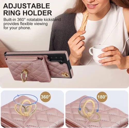 Miniatura 5 de Asuwish Funda de teléfono para Samsung Galaxy Note 10 5G con protector de pantalla de vidrio templado y correa para la muñeca, anillo con bloqueo