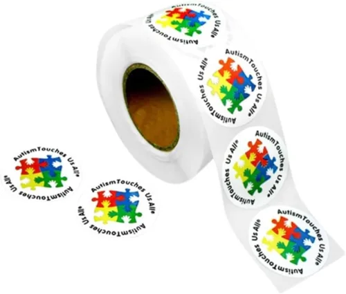 Miniatura 6 de 250 calcomanías de concientización sobre el autismo con árbol de rompecabezas, rollo de calcomanías de concientización sobre el autismo de Asperger