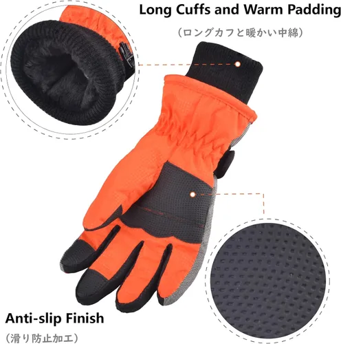 Miniatura 4 de JEELAD Guantes de esquí para niños y niñas, guantes de nieve de invierno, resistentes al viento, guantes de ciclismo para niños y niñas, clima frío