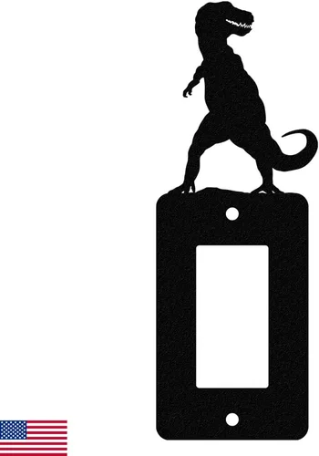 Miniatura 18 de Cubierta de Interruptor de Luz de Acero Americano, Cubierta de Enchufe con Decoración de Dinosaurio, Cuerpo de Tiranosaurio T-Rex, Interruptor