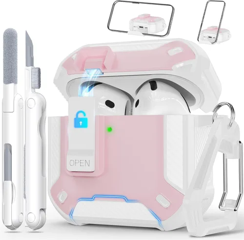 Miniatura 46 de RFUNGUANGO Funda protectora para AirPods Pro de 2ª generación con kit de limpieza, funda rígida militar con cerradura para funda de carga de AirPod