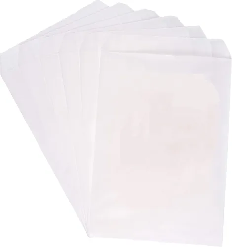 Quotidian Bolsas planas de papel glassine blanco mini 2 3/4" x 4 1/2" (7 x 11.5cm) Paquete de 100 - Para dulces, sellos, semillas y muestras de boda