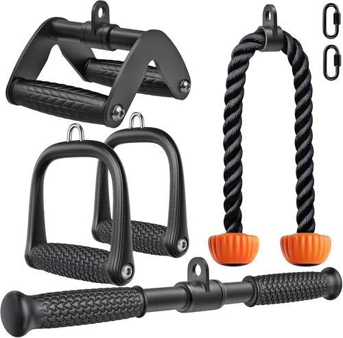 Miniatura 16 de SELEWARE Accesorios para Tríceps LAT Jalón Accesorios de Entrenamiento para Gimnasio en Casa con Agarre de Goma Suave Antideslizante Accesorios