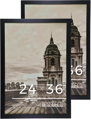 Miniatura 13 de QDSSDECO Marco para póster de 18 x 24 pulgadas, marco de madera negra con plexiglás de formatos horizontal y vertical, para colgar en la pared