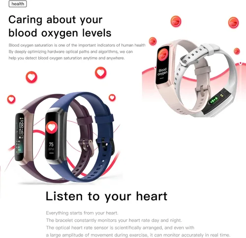 Miniatura 4 de Keep Health Fitness Trackers para mujeres y hombres Amoled Step Counter Slim Thin 25 modos deportivos con monitor de presión arterial de frecuencia