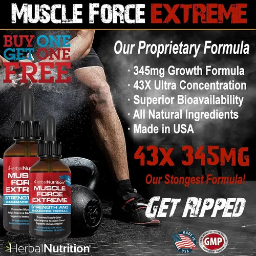 Miniatura 2 de Muscle Force Extreme - Paquete de 2 botellas de fórmula patentada de 345 mg, nuestro spray de fuerza y resistencia más fuerte, mejora la fuerza