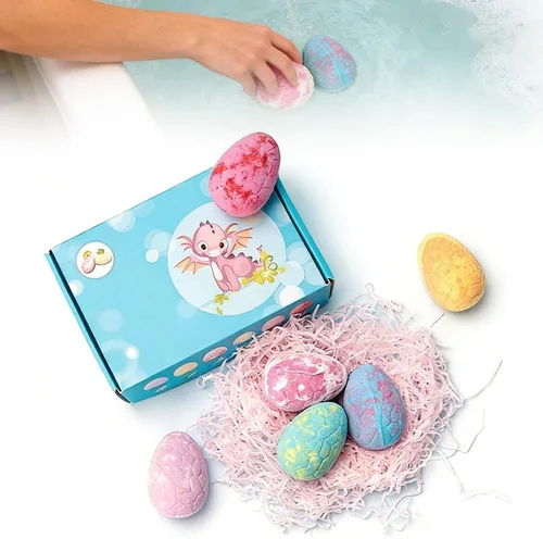 Miniatura 9 de Bombas de baño con sorpresa en el interior, paquete de 6/12 unidades de regalo de baño de burbujas gaseosas, huevo de dinosaurio y océano, bolas
