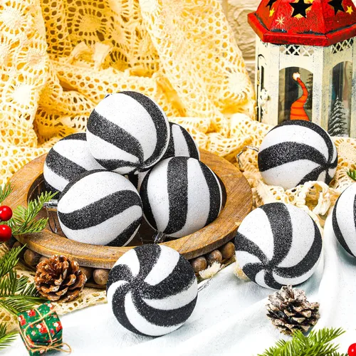 Miniatura 3 de Liliful 12 Piezas Bolas de Navidad de 3.15 Pulgadas Adornos con Purpurina Decoraciones de Árbol de Navidad Plástico Pintado Esferas Navideñas