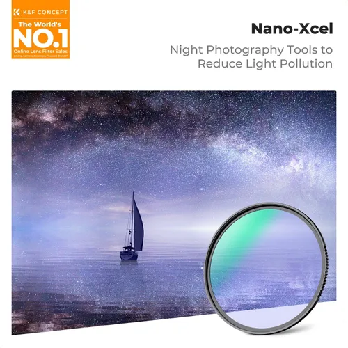 Miniatura 2 de K&F CONCEPT Filtro de Noche Clara Natural de 49 mm 28 Recubrimientos de Capas Múltiples Filtro de Reducción de Contaminación Lumínica para Tomas