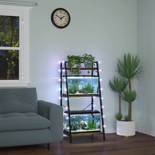 Miniatura 2 de GDLF Soporte para tanque de peces de 5-10 galones con estante para plantas, soporte de acuario de metal con estante de almacenamiento, se adapta a