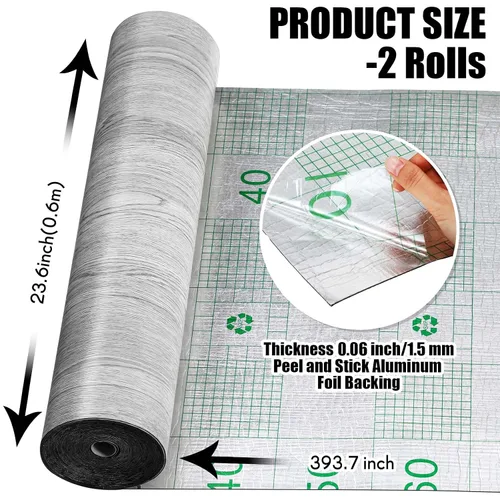 Miniatura 2 de Drydiet 2 rollos de azulejos de vinilo para despegar y pegar, de 23.6 x 393.7 pulgadas, azulejos de vinilo de linóleo, tablones de vinilo