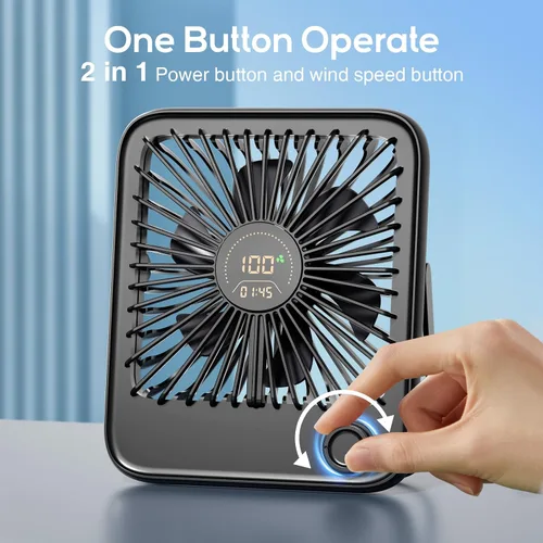 Miniatura 7 de Shintrend Ventilador de viaje portátil recargable, ventilador de escritorio USB con 100 velocidades de viento, ventilador pequeño con pantalla