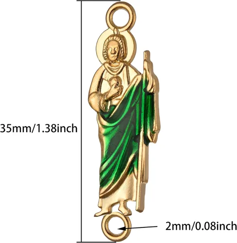 Miniatura 2 de 20 dijes de aleación de esmalte de San Judas de Virgen María de doble cara con eslabones milagrosos para pulseras Virgen De Guadalupe Beads Our Lady