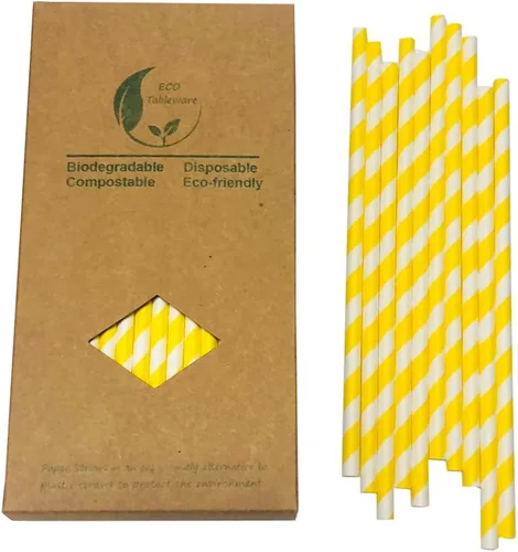 Miniatura 13 de Pajitas de papel a rayas verdes, biodegradables, desechables, de Navidad, verde y blanco, pajitas verdes primaverales de 7.75 pulgadas (100 cajas)