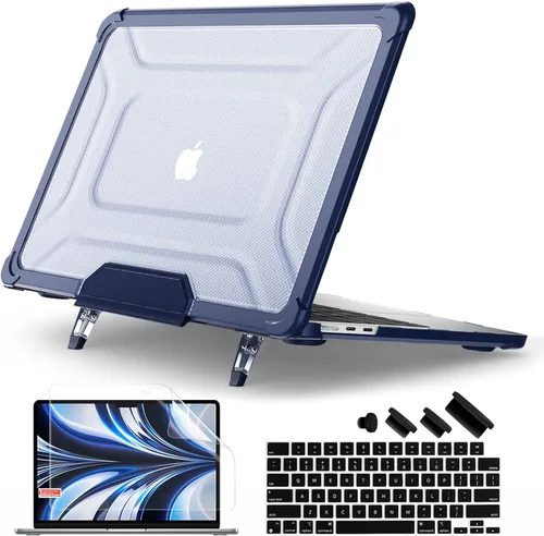 Miniatura 10 de Batianda Funda resistente para MacBook Air de 15 pulgadas 2026 M5 2025 M4 2024 2023 versión modelo A3448/A3241/A3114/A2941, soporte plegable Caqui
