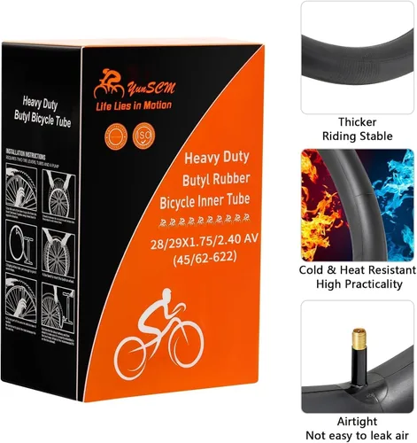 Miniatura 7 de YUNSCM Tubos de bicicleta resistentes de 29 pulgadas de 29 x 1.75/2.40 pulgadas de 29 pulgadas, compatibles