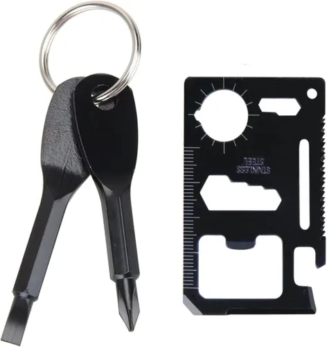 Juego de 2 destornilladores multiherramienta, mini destornillador portátil, regla transportadora de abrebotellas para exteriores