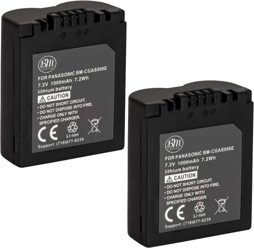 BM Premium Paquete de 2 baterías CGA-S006 para cámara digital Panasonic Lumix DMC-FZ7, DMC-FZ8, DMC-FZ18, DMC-FZ28, DMC-FZ30, DMC-FZ35, DMC-FZ38,