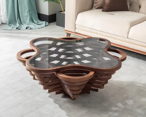 Miniatura 13 de by Papella Design, Mesas de centro de nogal natural Veener para sala de estar, mesa rústica, mesa de centro para sala, mesa central, mesa