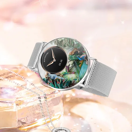 Miniatura 7 de Relojes inteligentes ultrafinos para mujer (llamada/2 bandas/todo metal), 1.614 in, 1.32 pulgadas, AMOLED ultra transparente, rastreador de Plateado