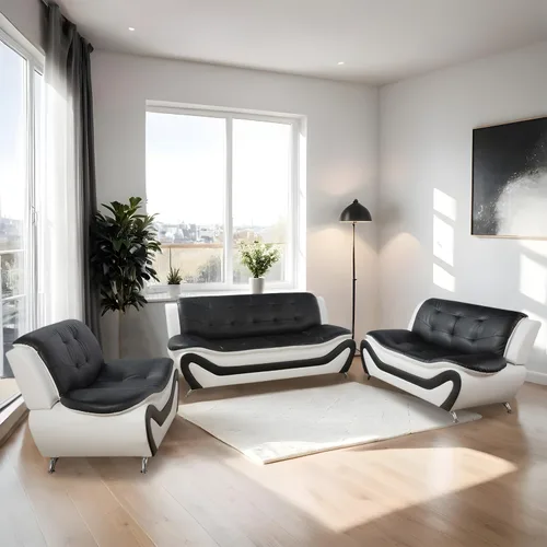 Miniatura 7 de Sofá modular de cuero, juego de muebles de sala de estar, 3 piezas, moderno, para sala de estar, apartamento, oficina, dormitorio, color blanco