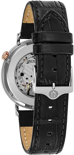 Miniatura 3 de Bulova Reloj analógico automático para hombre con correa de piel 98A187, negro, 1.614 in, correa, Negro -, Correa